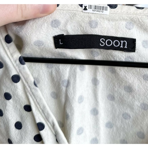 Soon Maternity Hani V-Neck Maternity Blouse - Polka Dot - White Multi/White Dot - Picture 10 of 12